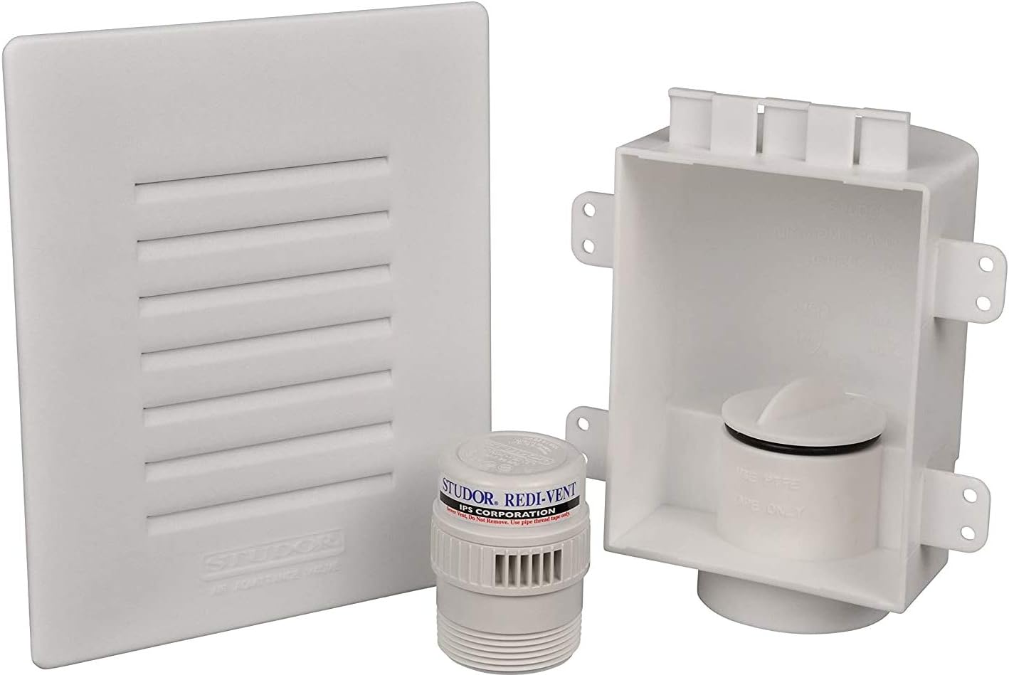 Studor 20381 Redi-Vent Air Admittance Valve with Recessed Box and Grill, White