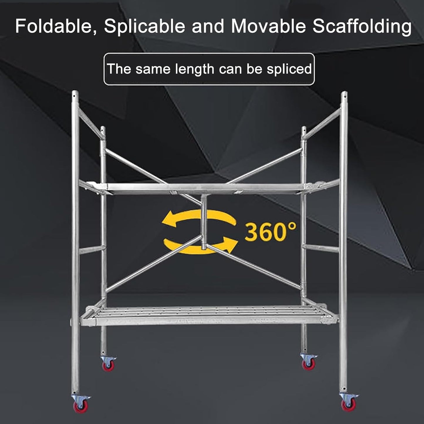 Mobile Scaffolding Ladder with Wide Non Slip Platform for RV Cleaning and High Painting Foldable Steel Scaffold Equipment for Walls and Decorating (Size: H:18)