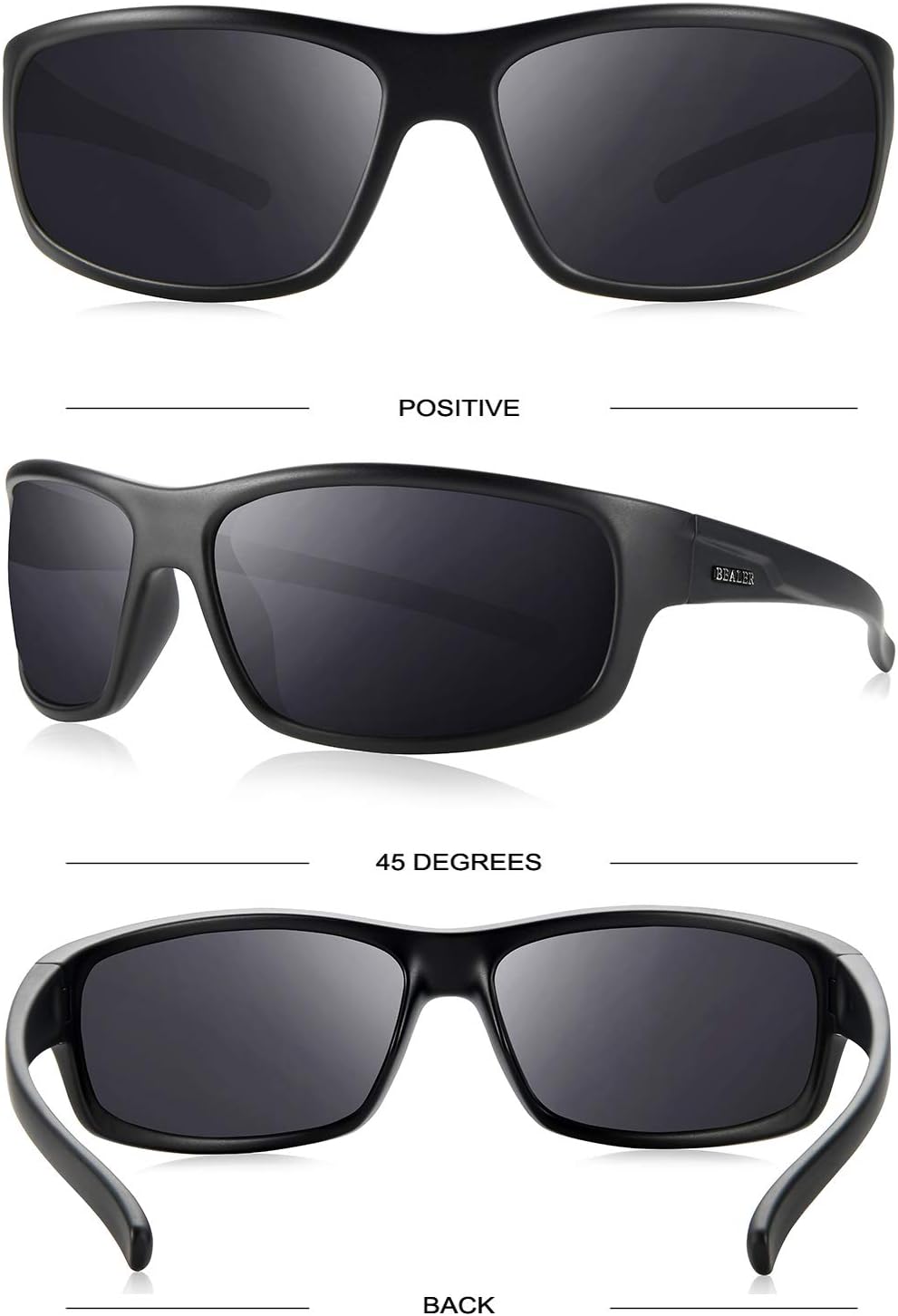 BEALER Polarized Sports Sunglasses for Men Lightweight TR90 Frame Sun Glasses Driving Cycling Fishing UV Protection Shades