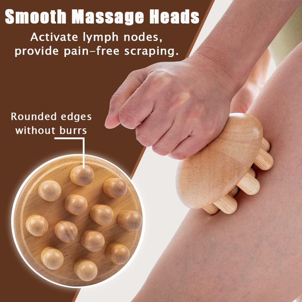 16-in-1 Wood Therapy Massage Tools Gua Sha, Maderoterapia Kit Muscle Pain Relief, Lymphatic Drainage, Body Sculpting Kit with Facial Wood Roller Fascia Massage