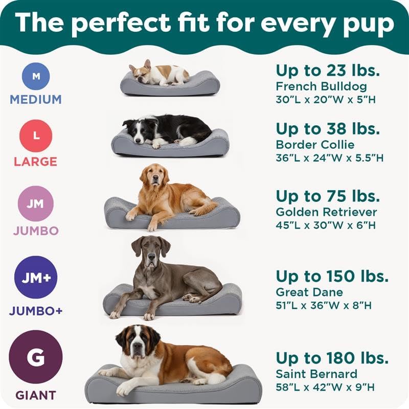 FurHaven Orthopedic Dog Bed for Large Dogs, Luxe Lounger Contour Mattress with Solid Orthopedic Foam Slab for Joint Support, Removable Washable Cover, Jumbo XL, Plush Suede, Cream