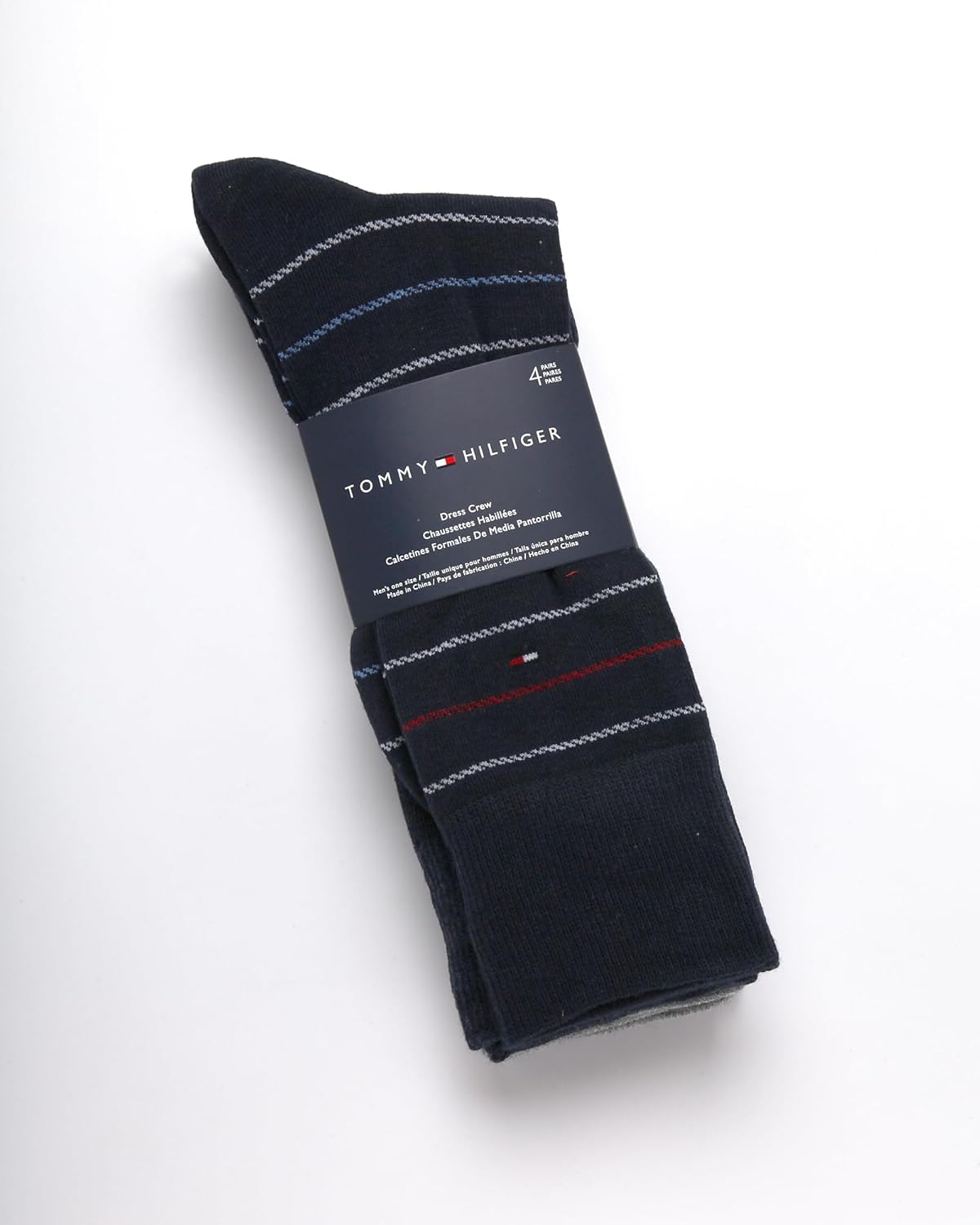 Tommy Hilfiger Mens Dress Socks - 4 Pack Lightweight Everyday Crew Work Socks for Men for Casual & Formal Wear
