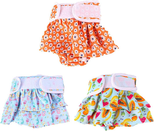 Dog Diapers 3 Pack Pet Diapers for Female Dogs Washable Dog Panties Diaper Skirt Dog Dresses for Girl Dogs Diapers in Period