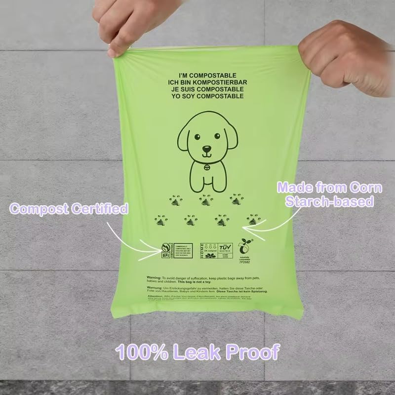 0 Plastic -150 bags, 100% Certified Home Compostable Dog Poop Bags - we give back to World Animal Protection - ASTM D6400 & EN 13432 Compliant, extra thick & Leak proof dog poop bags