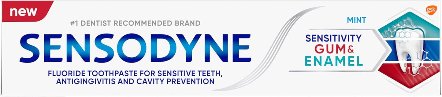 Sensodyne Toothpaste Sensitivity Gum and Enamel, Triple Protection, Refreshing Fluoride Toothpaste, Mint Flavor - 3.4 Ounces x 3