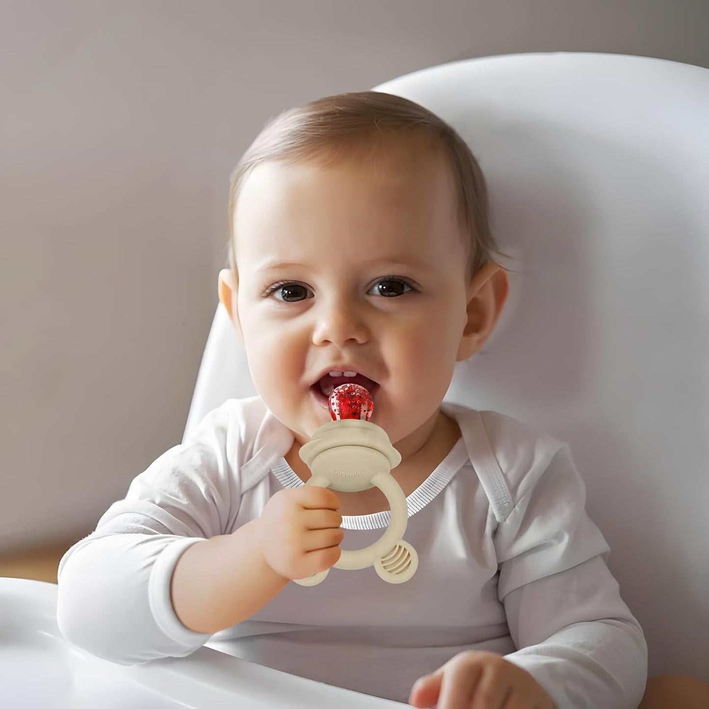 PandaEar 3 Pack Baby Fruit & Food Feeder Pacifier, Silicone Feeder Pacifier with 3 Sizes Pouches for Babies Toddlers Infants Kids, BPA-Free Food Grade Soft Safe (Tan/Grey/Brown)
