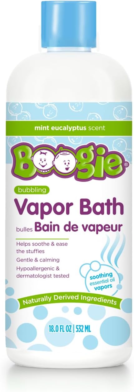 Boogie Kids Botanical Bubble Bath, Soothing Vapor, Made with Natural Essential Oils, Mint Eucalyptus, 18 oz (Pack of 1)