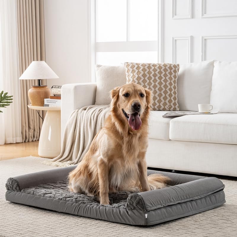 Orthopedic Dog Bed, U-Shaped Couch-Style Pet Bed with Waterproof Cover, Removable Washable Cover, for All Dog and Cat Breeds (Dark Gray, 35" x 25" x 6.5")