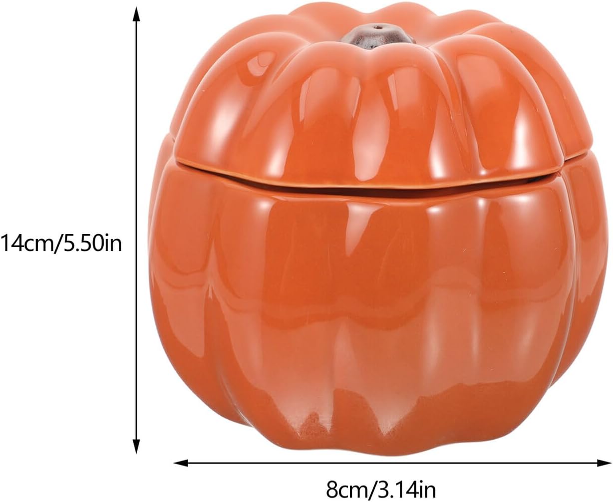 FAVOMOTO Ceramic Cat Bowl and Dog Food Bowl Raised Pet Feeding Dish with Neck Protection Pumpkin Orange for Cats and Puppies