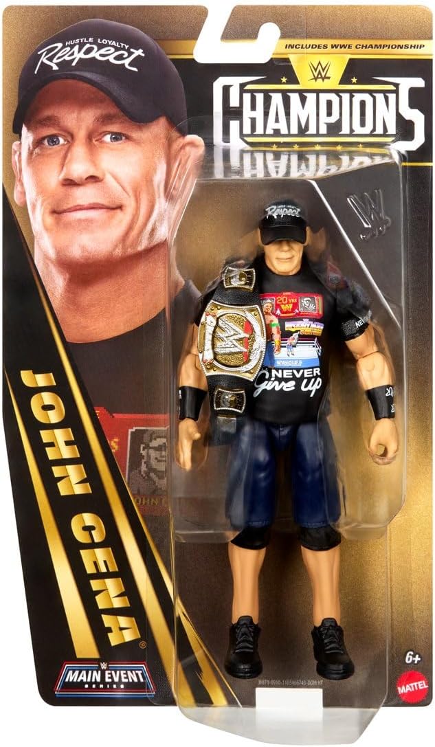 WWE John Cena Main Event Series Champions 2026 Action Figure with Title Belt, 6-inches