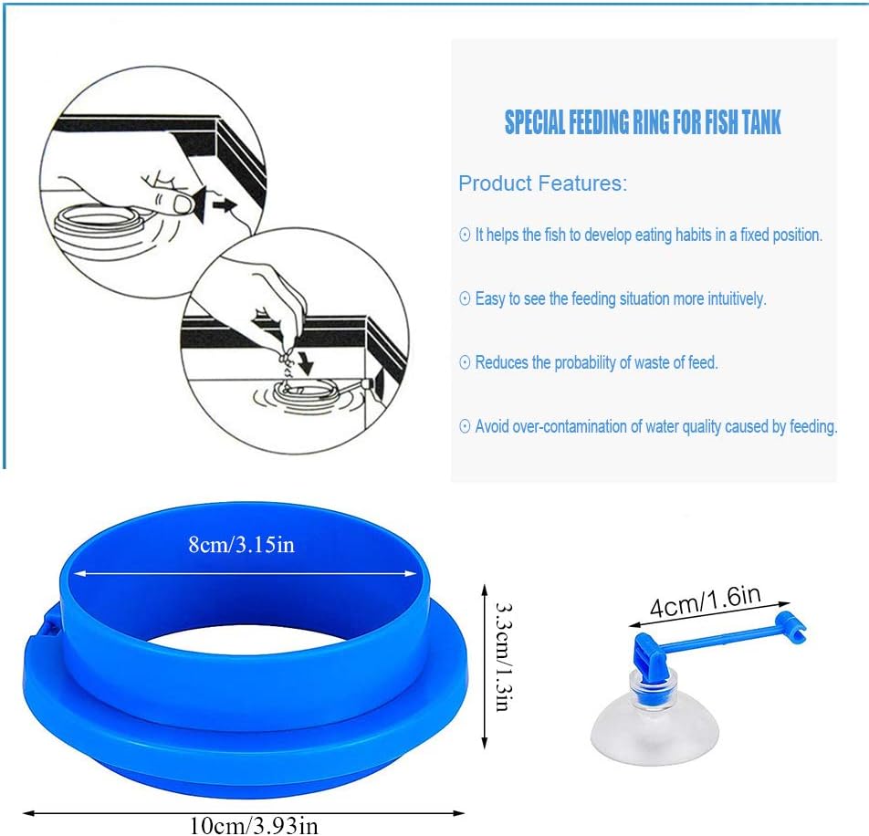 Fish Feeding Ring, Floating Food Feeder, Thicken Round Desgin, for Flakes, Floating Fish Foods, Reduces Waste and Maintains Water Quality, for Guppy, Betta, Goldfish Etc