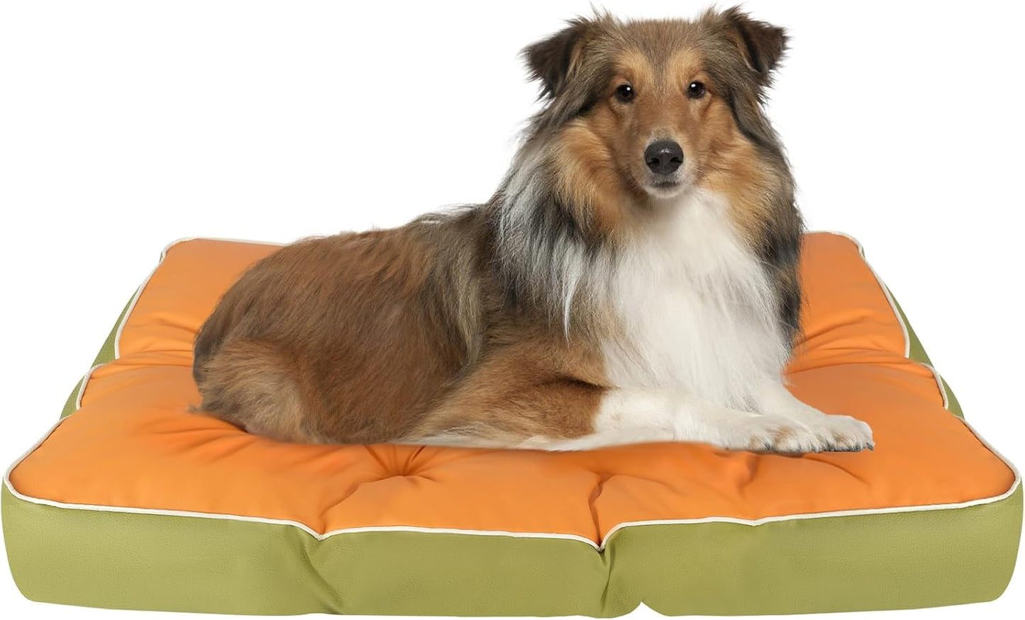 35" x 23" Waterproof Faux Leather Dog Bed for Crate, High Resilience Foam Large Dog Beds, Soft Comfy Kennel Pad with Non-Slip Bottom, Pet Beds for Medium and Large Breed, Easy to Clean