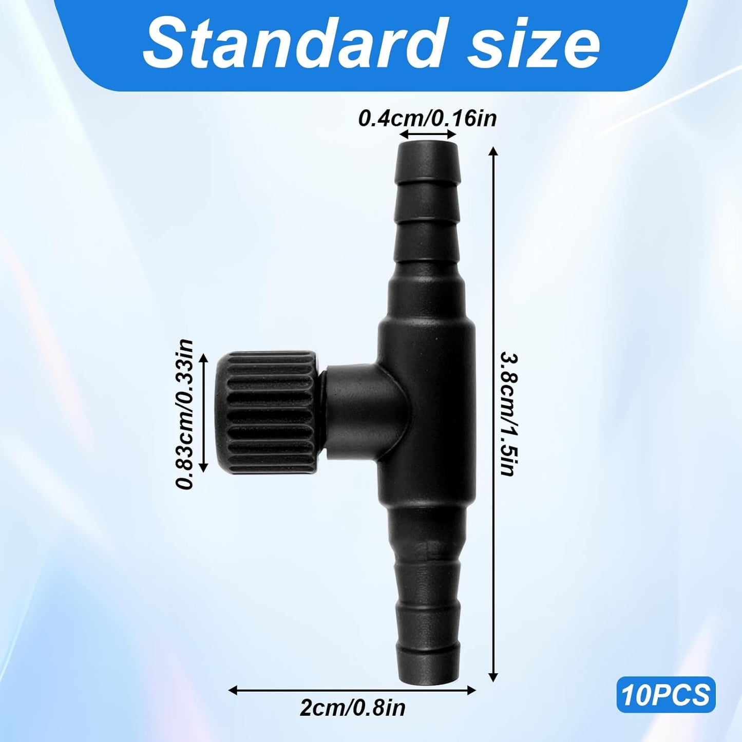 Aquarium Air Valve, 10 Pcs Aquarium Air Pump Control Valves T Shaped Single Way Plastic Air Flow Control Regulator Aquarium Air Pump Accessories for Fish Tank 3/16" ID Tubing (Black)