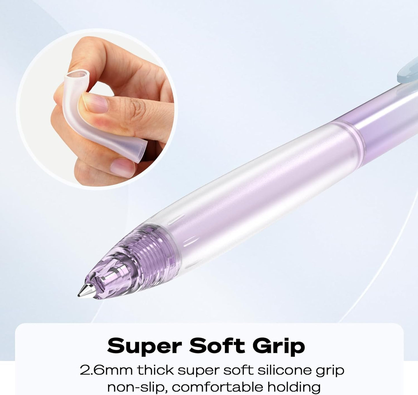 WRITECH Retractable Gel Ink Pens: 0.7mm Fine Point Black-Ink Aesthetic Gradient Color Barrel Soft Grip Medium Point Pen 5ct with 5 Refills for Journaling Smooth Writing Quick-dry No Bleed