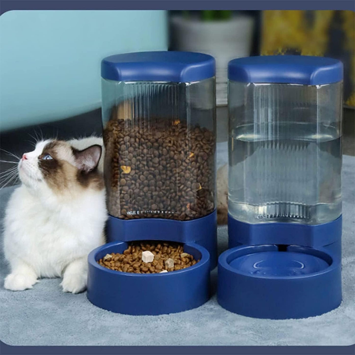Automatic SelfDispensing Pet Feeder Replenish Eating Bowl Storage Container Self Feeding Gravity 4 Liters Large Capacity Pet Feeder for Cat Dog cat Fountain (Size : Feeders) (Water dispensers)