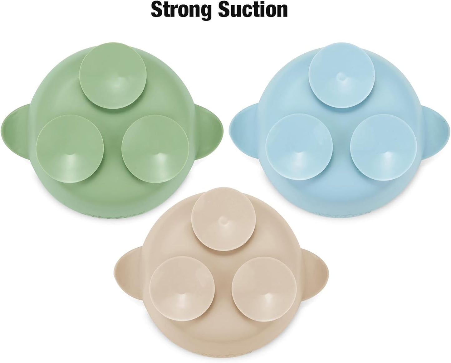 PandaEar 3 Pack Stainless Steel Baby Suction Bowls, Non-Slip Child Food Bowl with Silicone Sleeve for Kids Toddlers Infants, Unbreakable & Mess Free (Blue Green Brown)