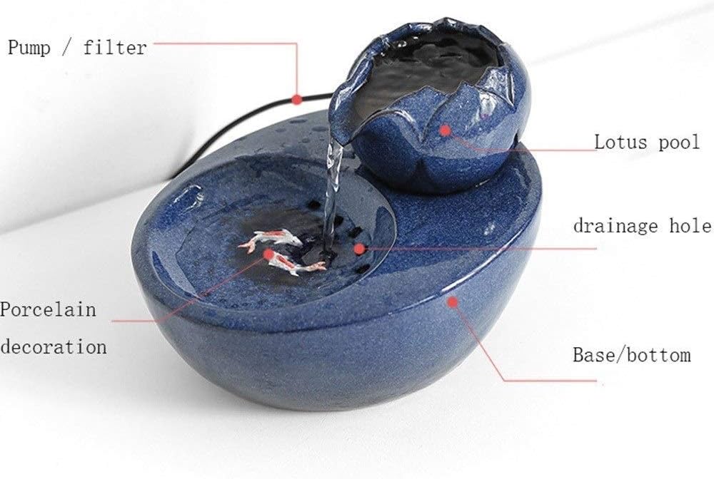 Pet Water Dispenser Ultra-Quiet Cat Water Fountain Ceramic Design to Prevent Dry Burning (Size : Leaf) (Lotus)