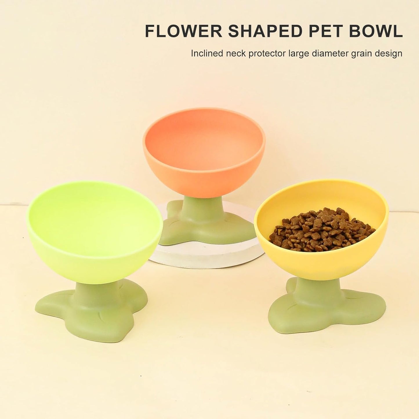 Pet Cartoon Flower Shape Bowl Enrichment Stand Art Promotes Safe Feeding Cartoon Flower Speed Elevated Bowl Food Water for Pet