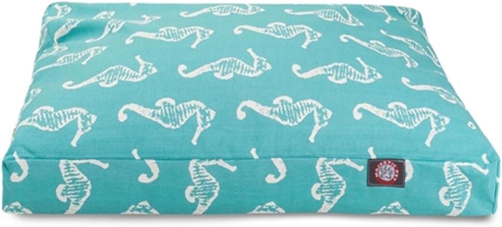 Teal Sea Horse Extra Large Rectangle Indoor Outdoor Pet Dog Bed With Removable Washable Cover By Majestic Pet Products
