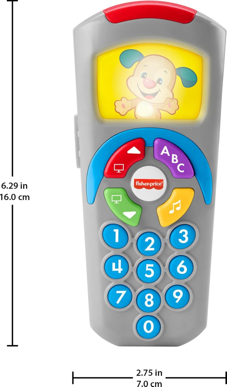 Fisher-Price Baby Learning Toy Laugh & Learn Puppy’s Remote Pretend TV Control with Music & Lights for Developmental Play Infants Ages 6+ Months