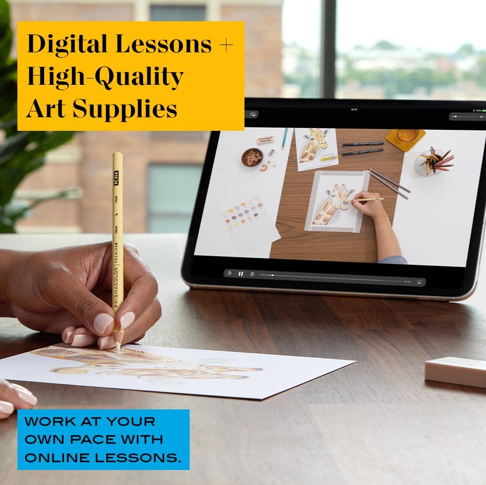 Prismacolor Technique Art Supplies with Digital Art Lessons Animal Drawings Set Level 1 How to Draw Animals with Colored Pencils Graphite Pencils and More Fox Drawing Lesson 26 Count