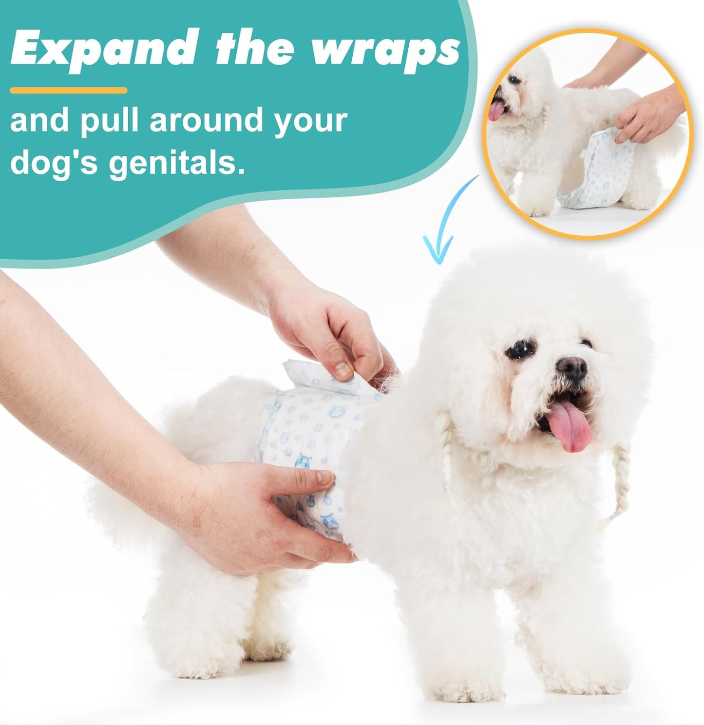 Disposable Dog Diapers Male,20 Count Adjustable Male Dog Wraps with Leak Proof Fit, Puppy Diaper Liners Ultra Absorbent Doggie Diapers for Male Dogs Incontinence, Excitable Urination