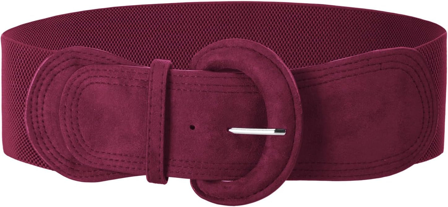 GRACE KARIN Women's Suede Elastic Belt Wide Stretchy Belt Vintage Chunky Buckle Belts S-XXL