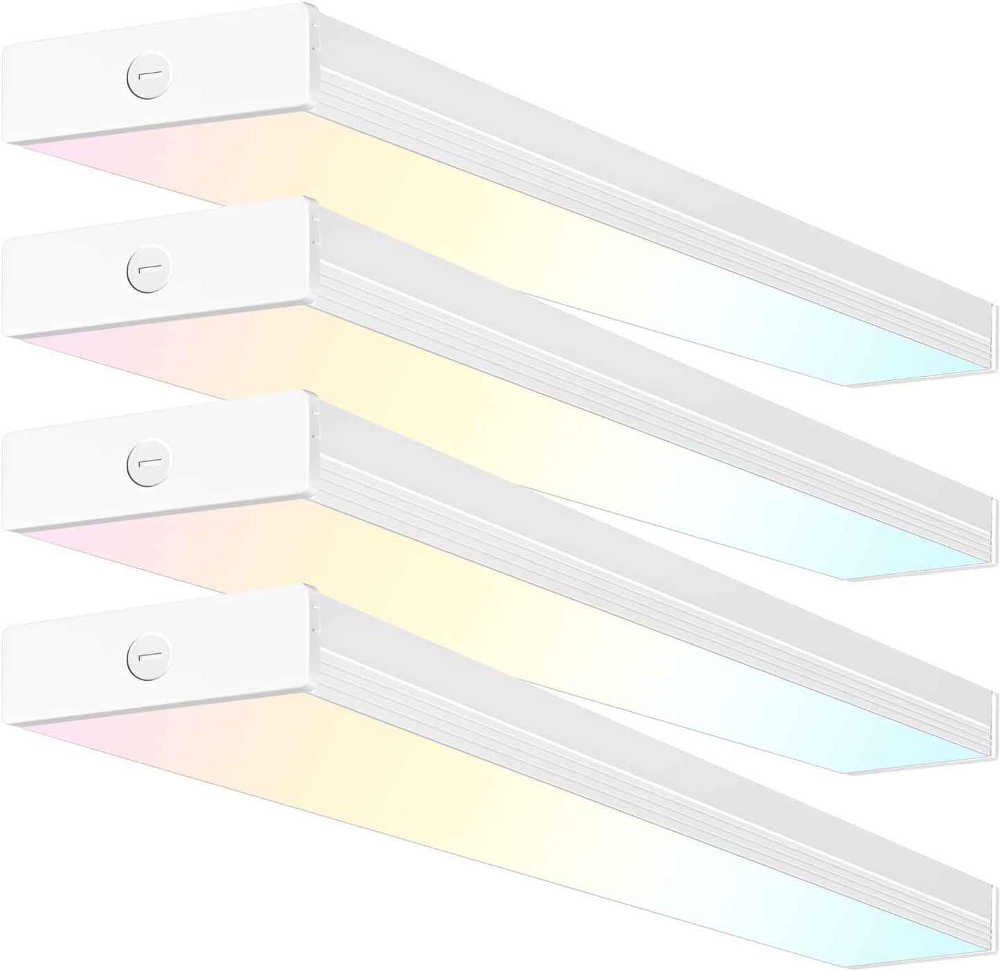 hykolity 4 Pack 4FT LED Wraparound Light with 3 Wattages/3 Lumens/3 CCT Selectable,55W/65W/75W,5500lm/6500lm/7500lm,3000K/4000K/5000K 4 Foot LED Wrap Light Fixture,Flush Mount Office Ceiling Light,ETL