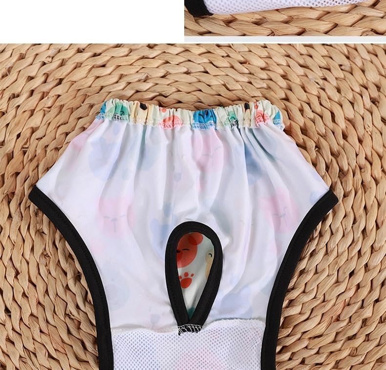 Dog Diapers for Female Dogs, Washable Reusable Pet Physiological Pants with Cute Prints, Period and Heat Protection for Small Medium Large Dogs-4PCS(B,XL)(#A,S)