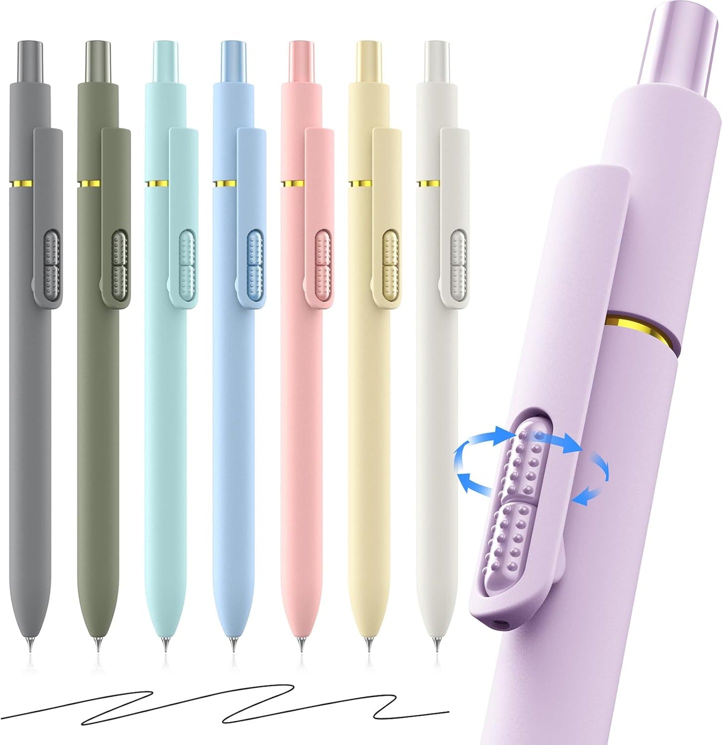 8Pcs Gel Pens - 0.5mm Black Ink Pens Fine Point Smooth Writing, Quick Drying Retractable Pen for Journaling, Cute School & Office Supplies