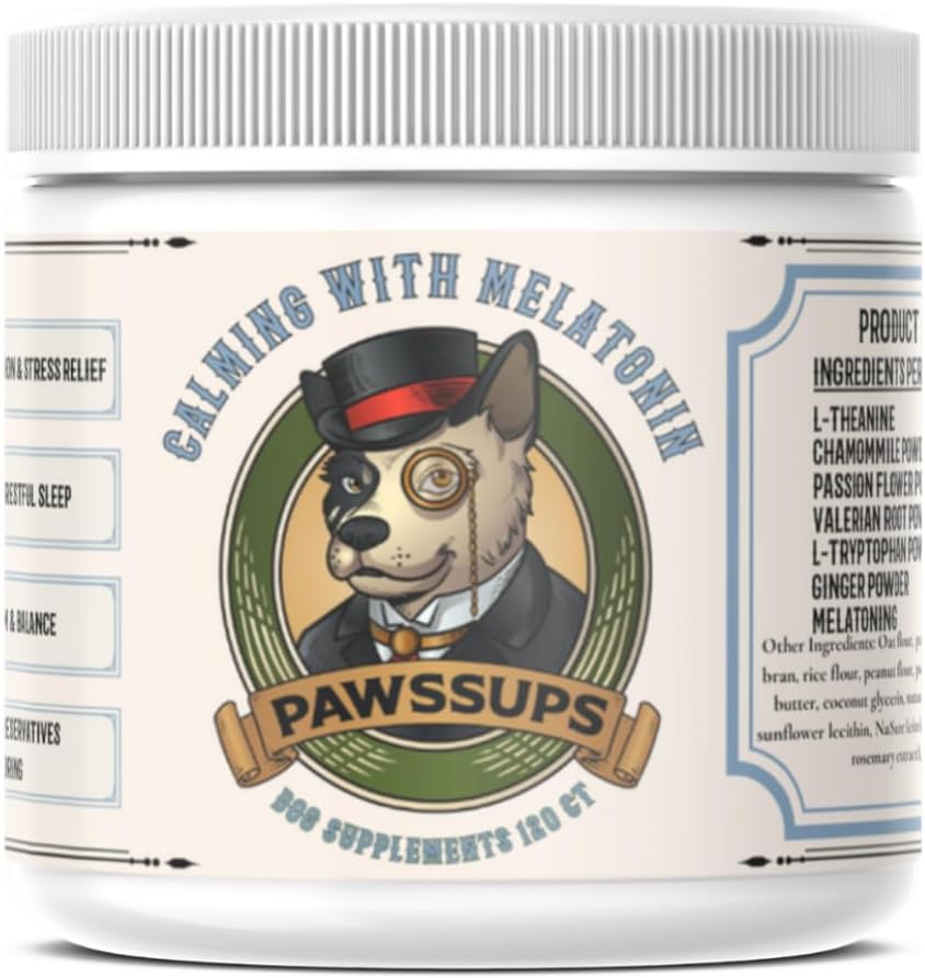Calming Chews for Dogs – Stress & Anxiety Relief with Melatonin, Chamomile & L-Tryptophan – Soothes Hyperactivity, Separation, Travel & Fireworks – 120 Soft Chews