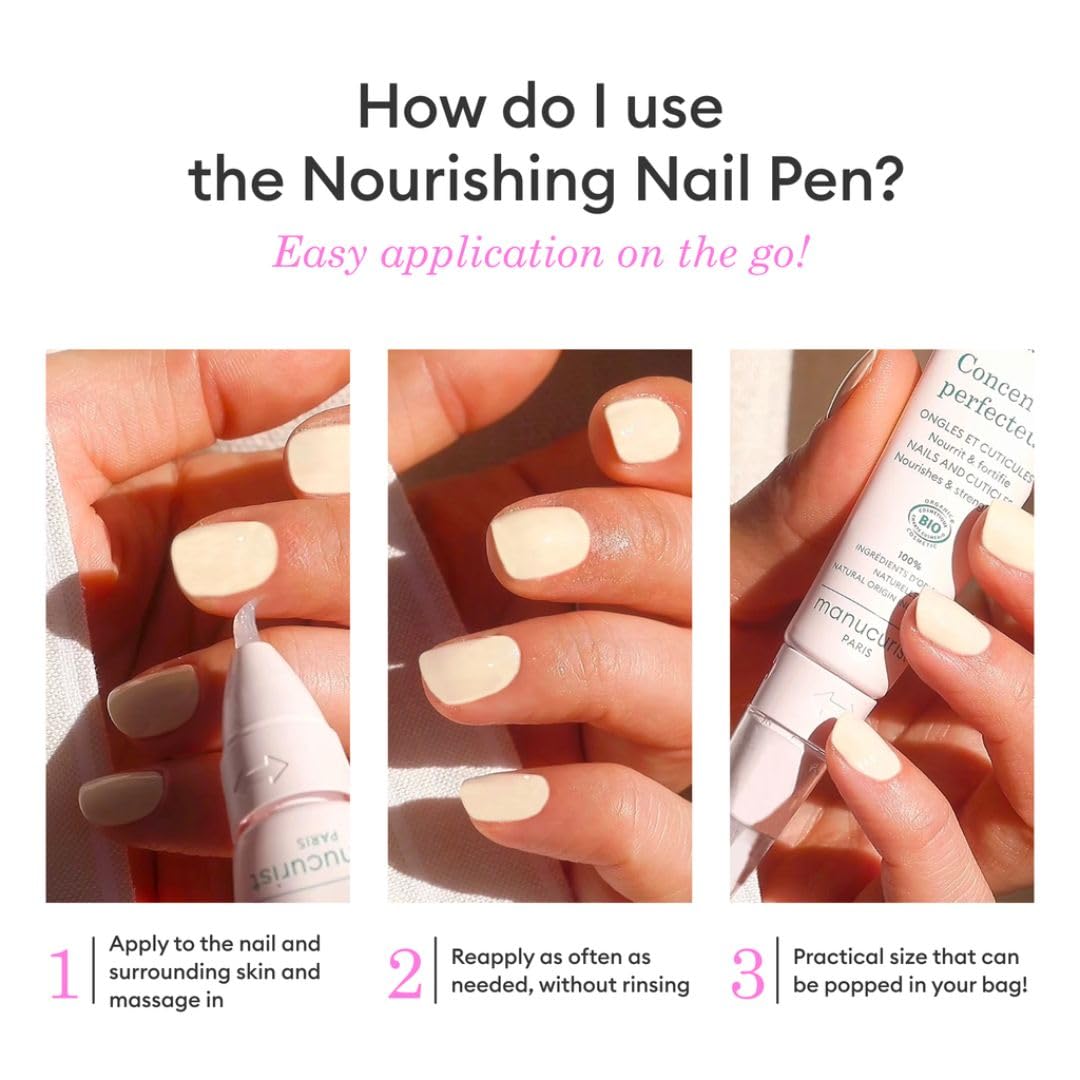 Manucurist Concentré Perfecteur - Nourishing and Fortifying Nail Pen - Vegan & Made in France - 1-in-2 Nail Care Treatment On-the-go: Nail Strengthener & Growth Oil - Gifts for Women