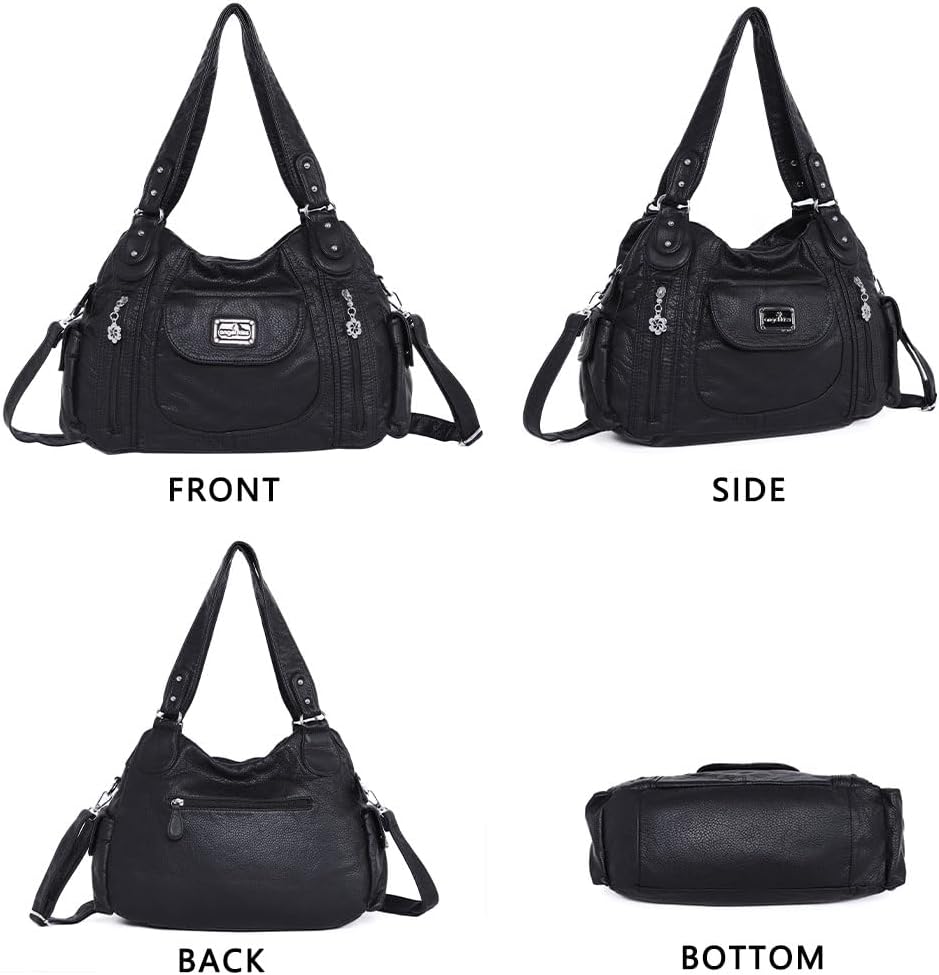 Angel Kiss Purses for Women, Large Shoulder Bag Hobo Tote Purse Mutipocket Faux Leather Satchel Hobo Purse