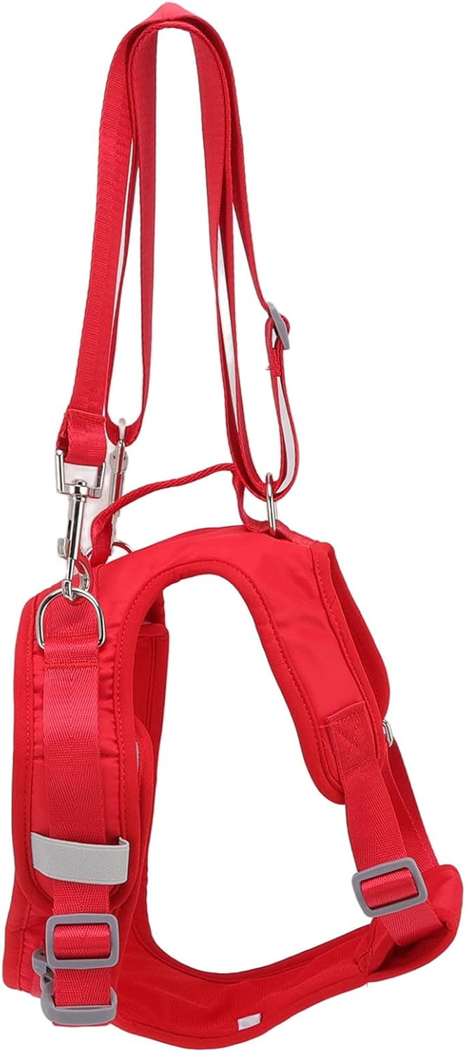 Dog Lift Harness Adjustable Safe Recovery Aid Puppy Front Leg Support Sling for Old Disabled Injured Pet Red Fleece Lining (L)