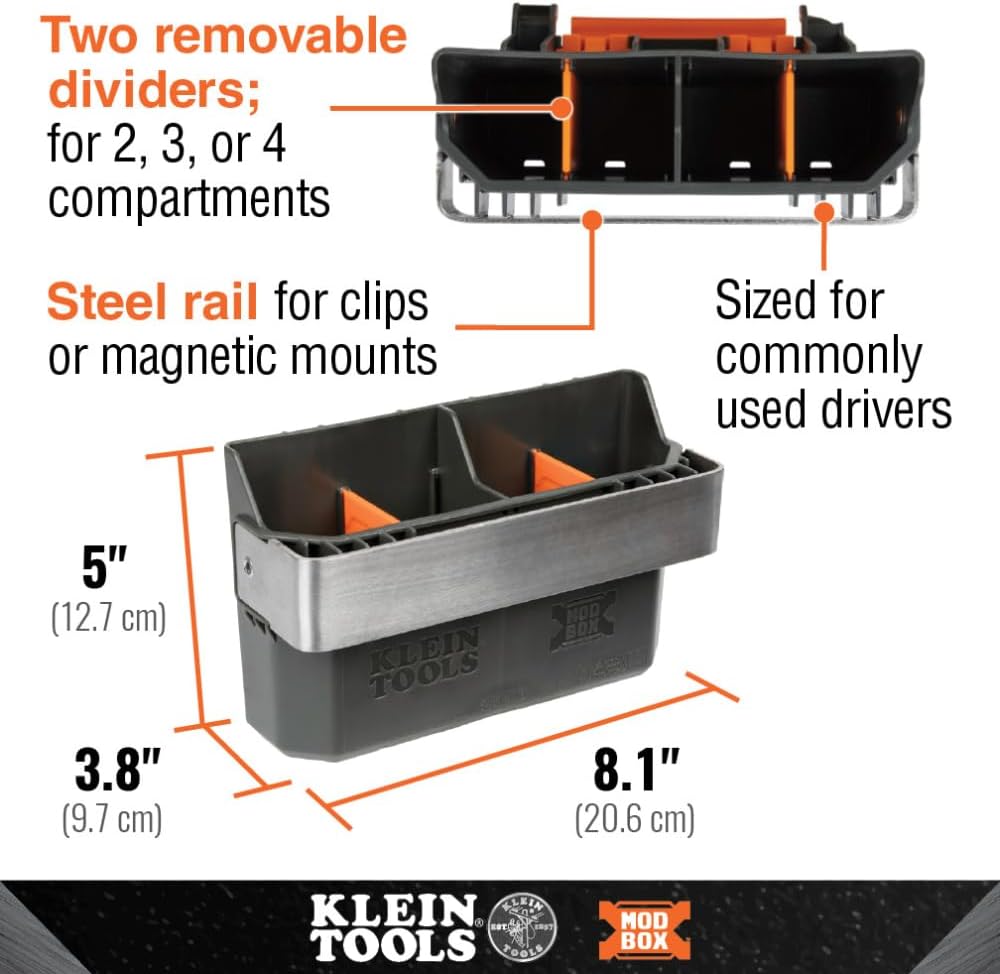 Klein Tools 54814MB MODbox Tool Carrier, Modular Tool Storage System Side Mounting Accessory, Easy One-Handed Attachment and Slim Profile