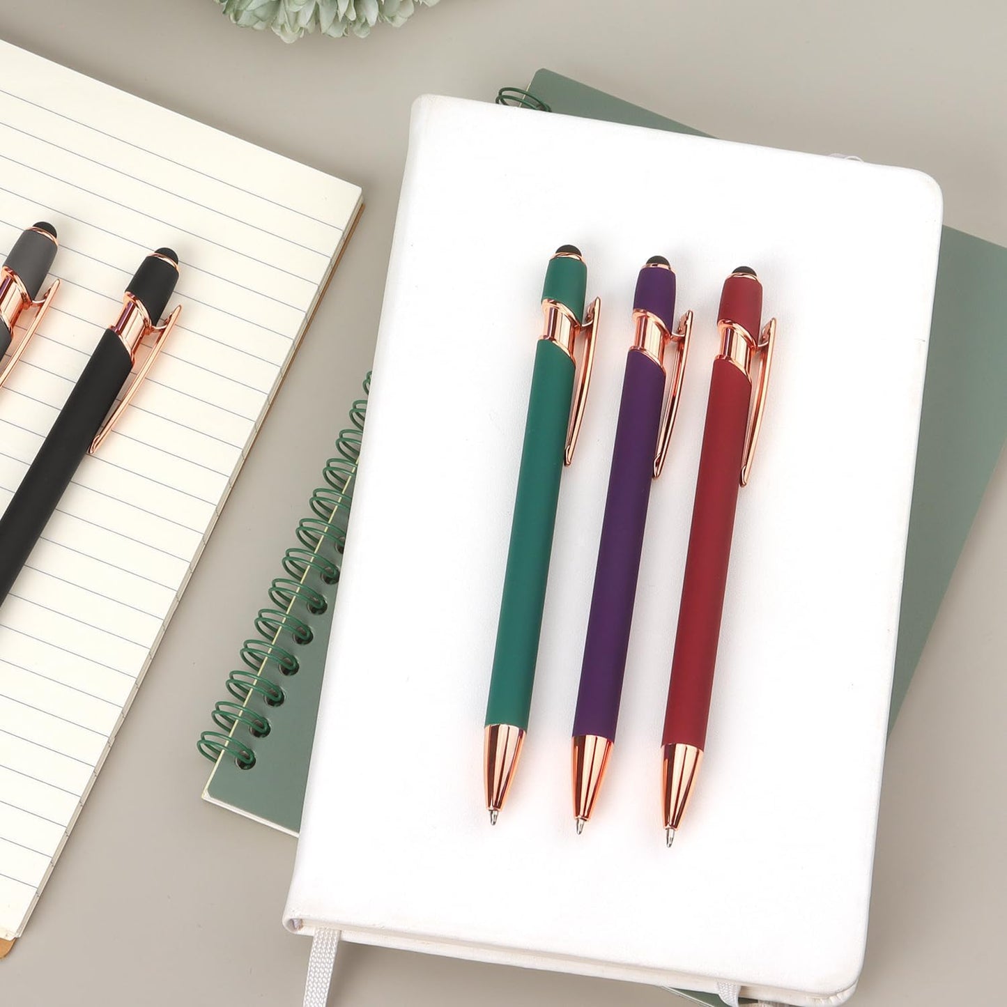 Bribobo 6 Pack Ballpoint Pen 2-in-1 Stylus Retractable Ballpoint Pen with Stylus tip, Metal Stylus Pen for Touch Screens, 1.0 mm Black Ink, 6 Different Color