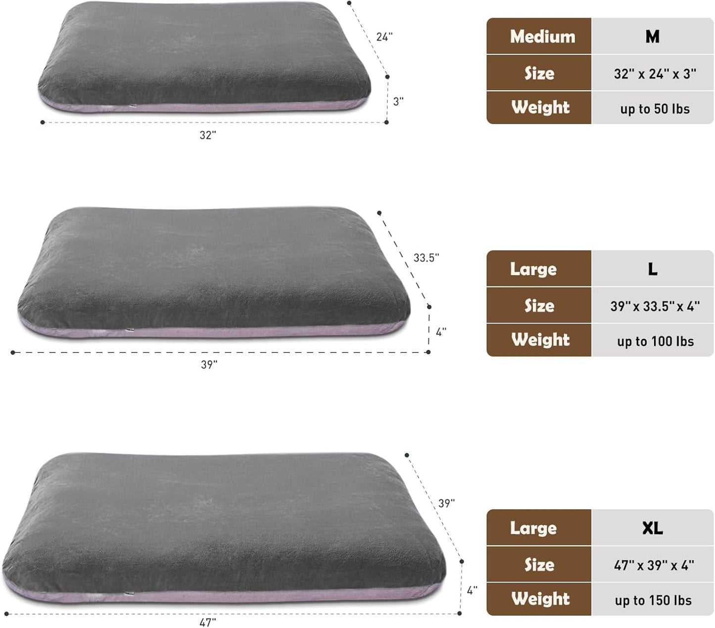 Magic Dog Super Comfy Dog Bed for Large Dogs, 47" Extra Large Washable Dog Bed with Removable Cover, Anti-Slip Bottom & High-Density Foam, Jumbo Size XL Dog Mattress
