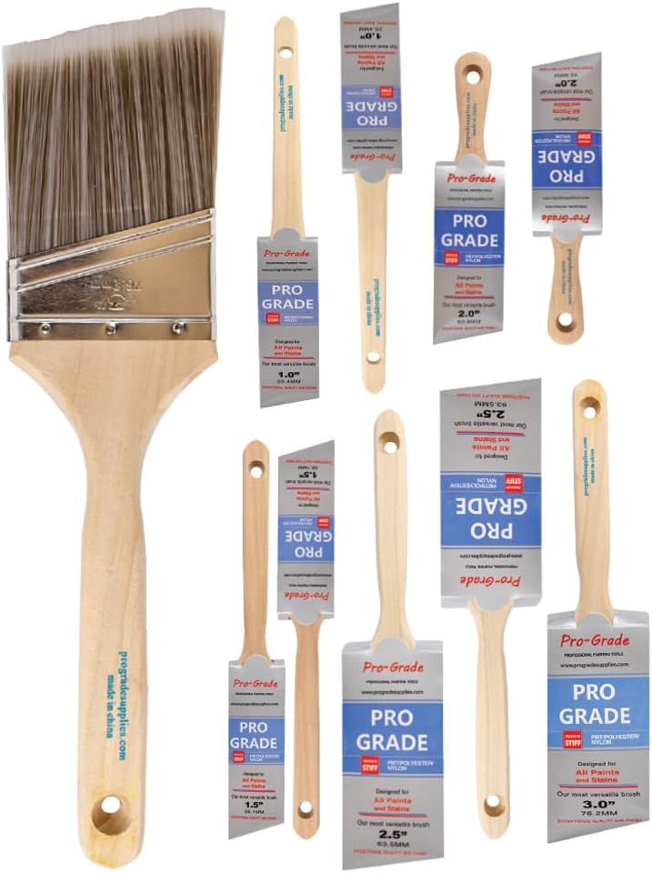 10 Pack Pro-Grade Premium Wall/Trim House Paint Brush Set Great for Professional Painter and Home Owners Painting Brushes for Cabinet Decks Fences Interior Exterior & Commercial Paintbrush.