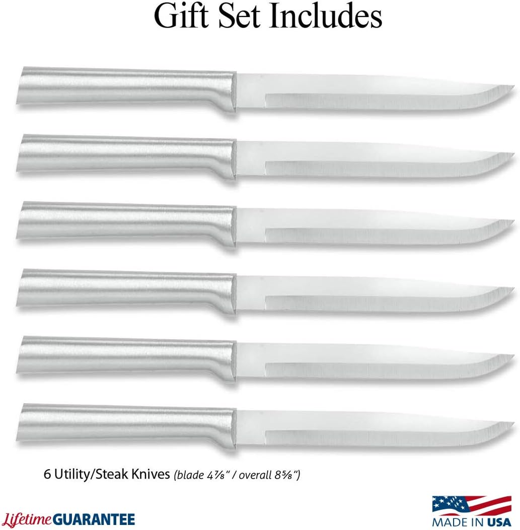 Rada Cutlery Six Utility/Steak Knives Gift Set (S06), 6-Piece Knife Set, Stainless Steel Blades, Silver Handle