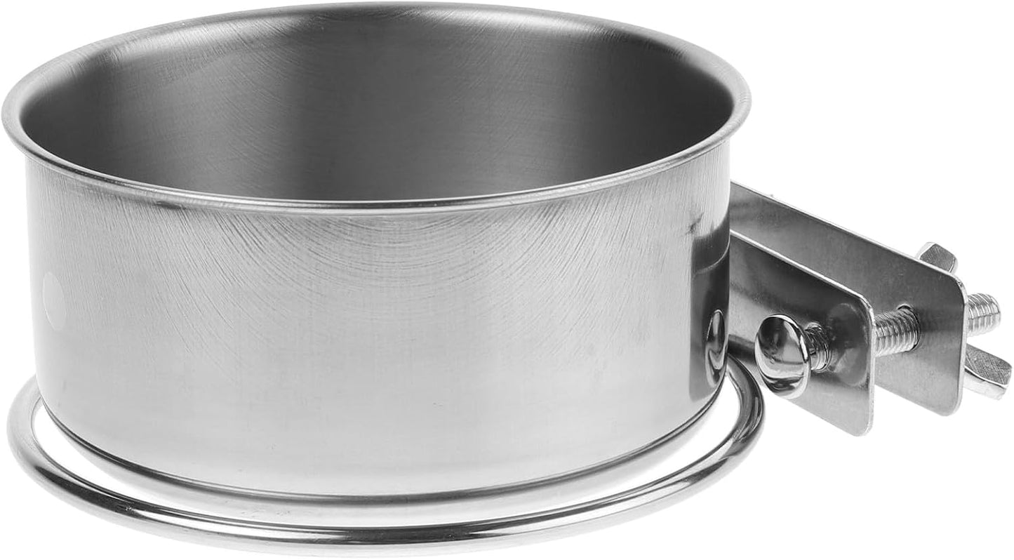 FAVOMOTO Elevated Pet Stand Feeder with Stainless Steel Hanging Dog Food and Water Bowls, Non-Spill Double Bowl Clamp Holder for Small Dog Crates and Kennels, Suitable for Cats and Puppies
