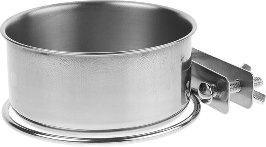 FAVOMOTO Elevated Pet Stand Feeder with Stainless Steel Hanging Dog Food and Water Bowls, Non-Spill Double Bowl Clamp Holder for Small Dog Crates and Kennels, Suitable for Cats and Puppies