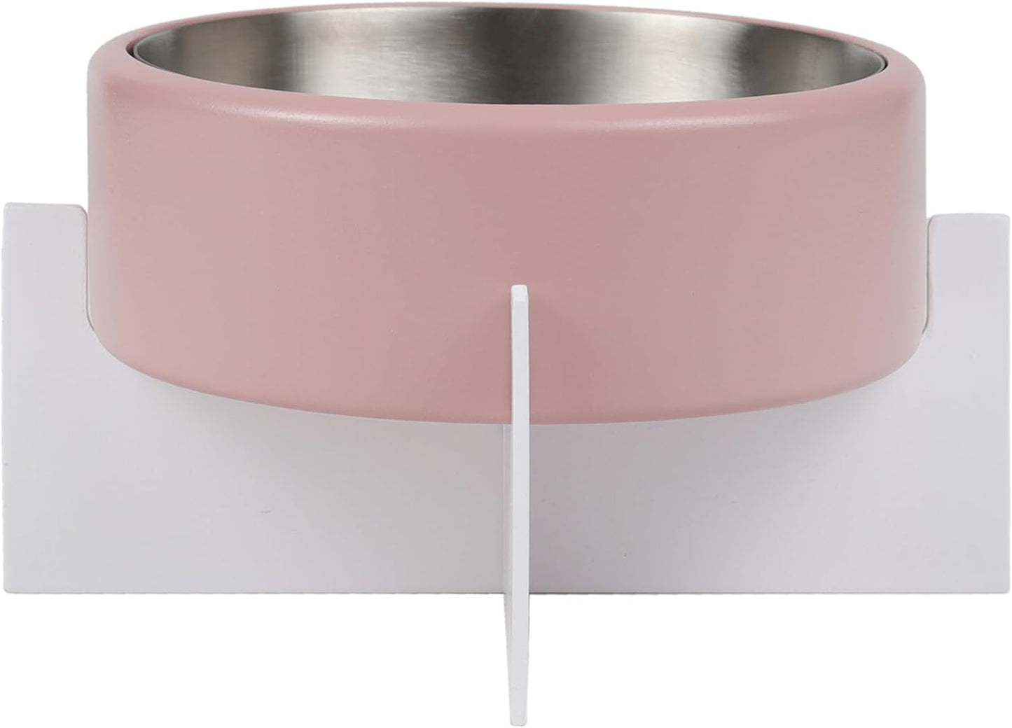 DBL3000A Intersecta Small/Medium Concrete and Stainless Steel Bowl 16oz (2 Cups) with Metal Stand Pet Feeder, Pink/White