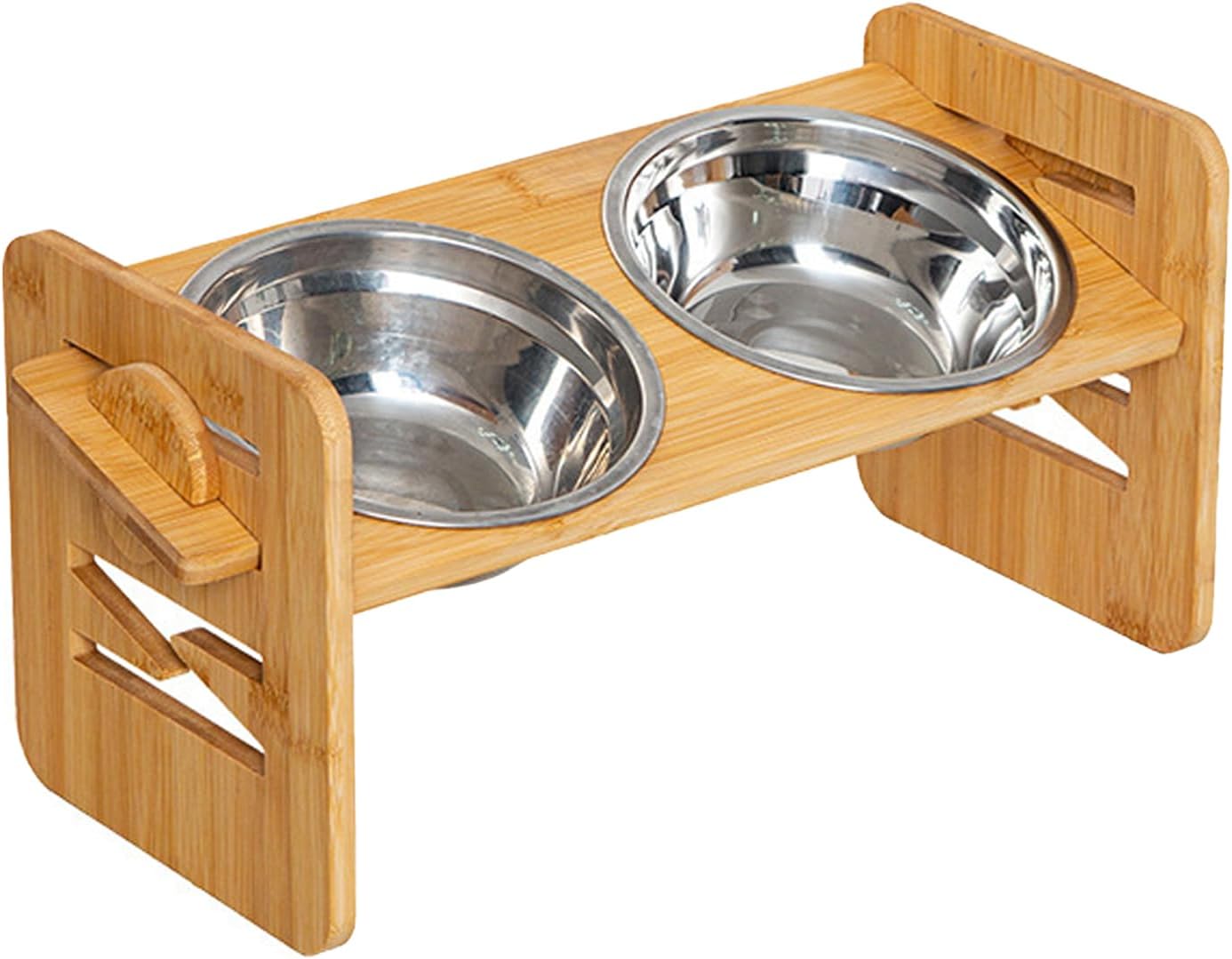 Dog Feeding Station, Tilt Raised Double Bowls, Adjustable Height Stainless Steel Pet Stand for Dogs and Cats