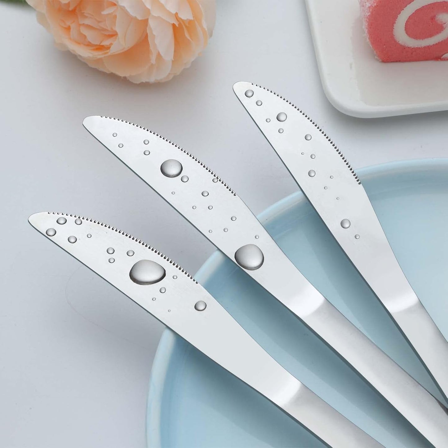 24 Pieces Knives Set - 9 Inches Dinner Knives, Butter Knife, Food Grade Stainless Steel Table Knife Set, Dishwasher Safe & Mirror Polished, Knife Silverware for Home/Restaurant/Kitchen