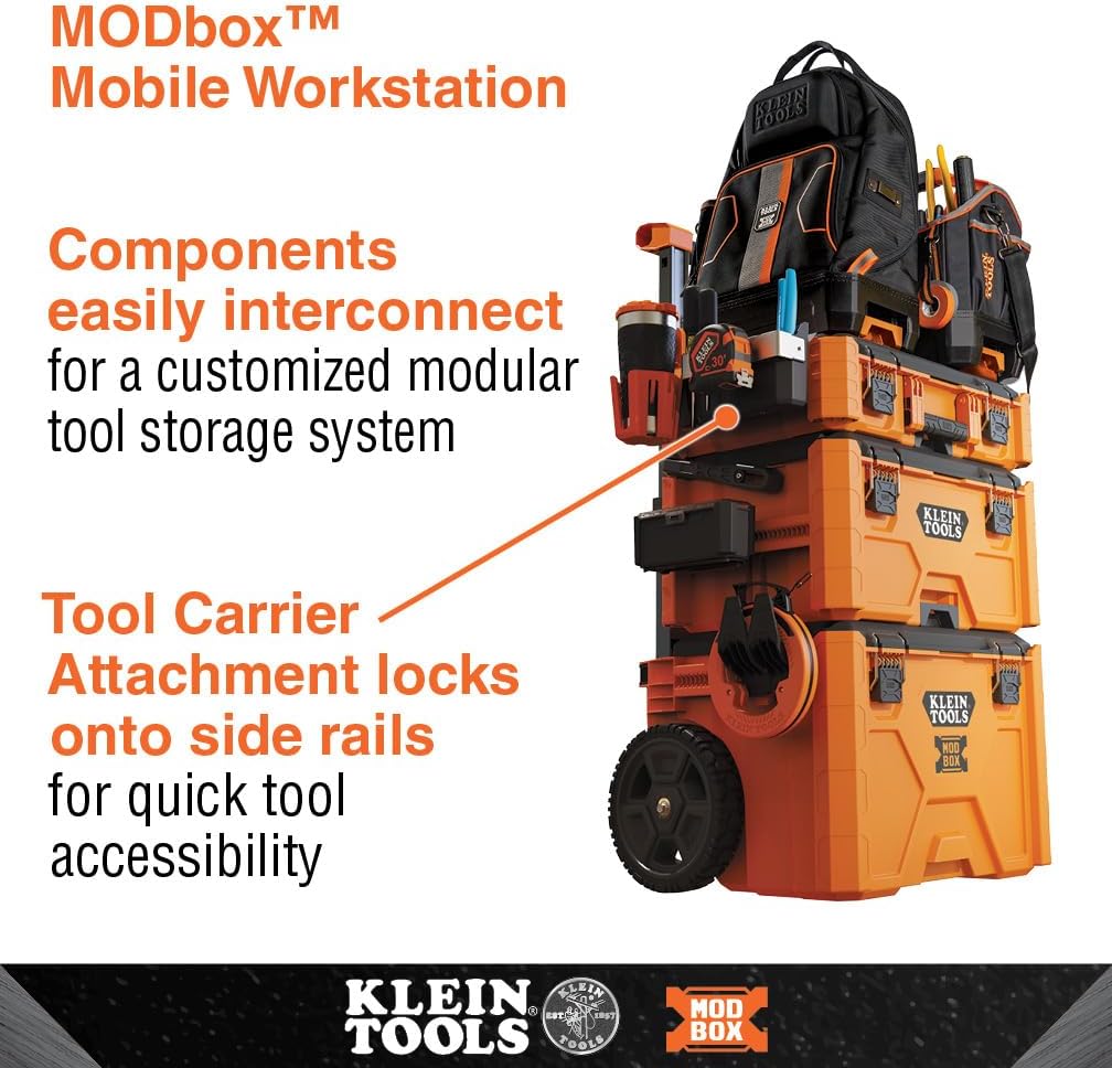 Klein Tools 54814MB MODbox Tool Carrier, Modular Tool Storage System Side Mounting Accessory, Easy One-Handed Attachment and Slim Profile