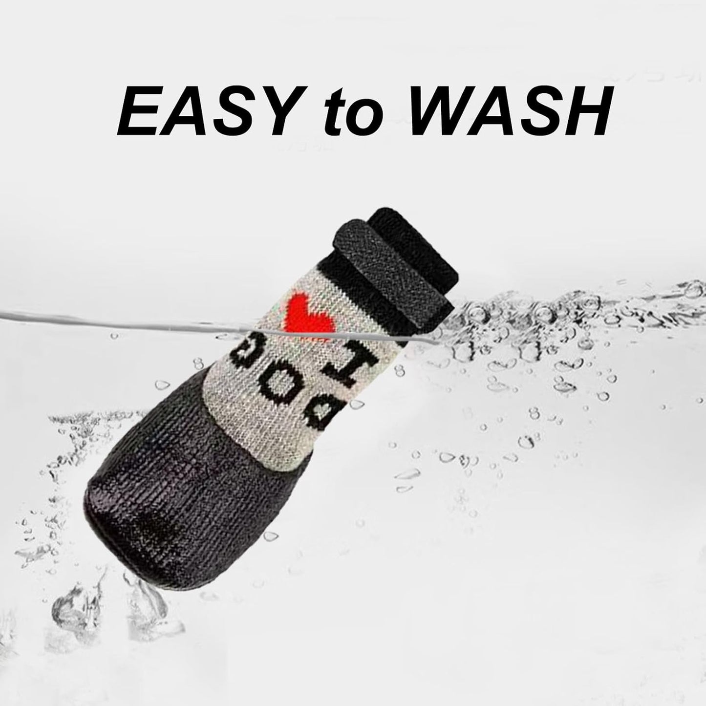 Dog Boots & Paw Protectors, Waterproof Dog Socks Booties Shoes for Hot Pavement, Winter, Snow, Hardwood Floors, Senior Dog, Prevent Licking Paws (Black, S)