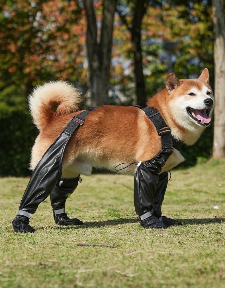 OMEM Reflective Waterproof Dog Boots | Anti-Off | Non-Slip + Wear-Resistant (2XL,Silver)