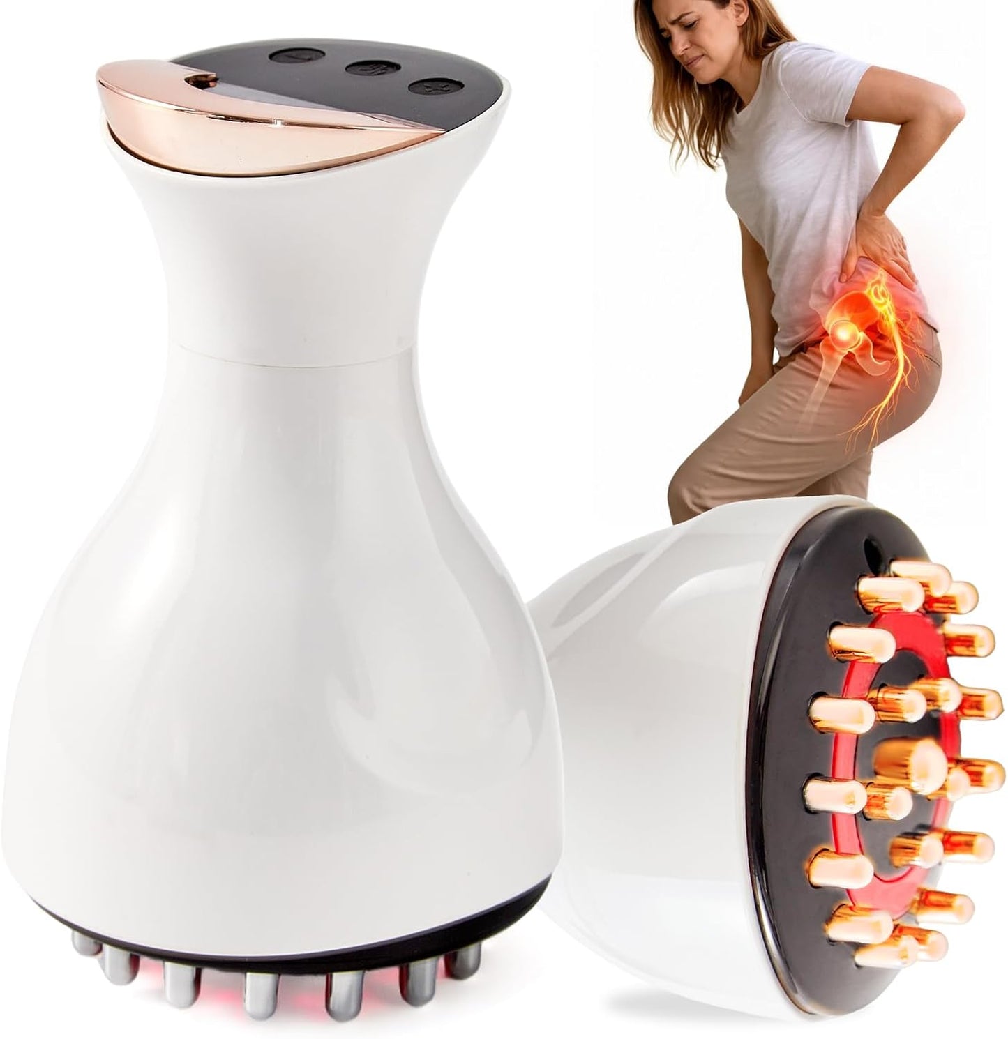 Sciatica Pain Relief Devices – Deep Tissue Massager with Multi-Mode Technology, Heat & Light, Targeted Relief for Sciatic Nerve & Lower Back Pain (White)