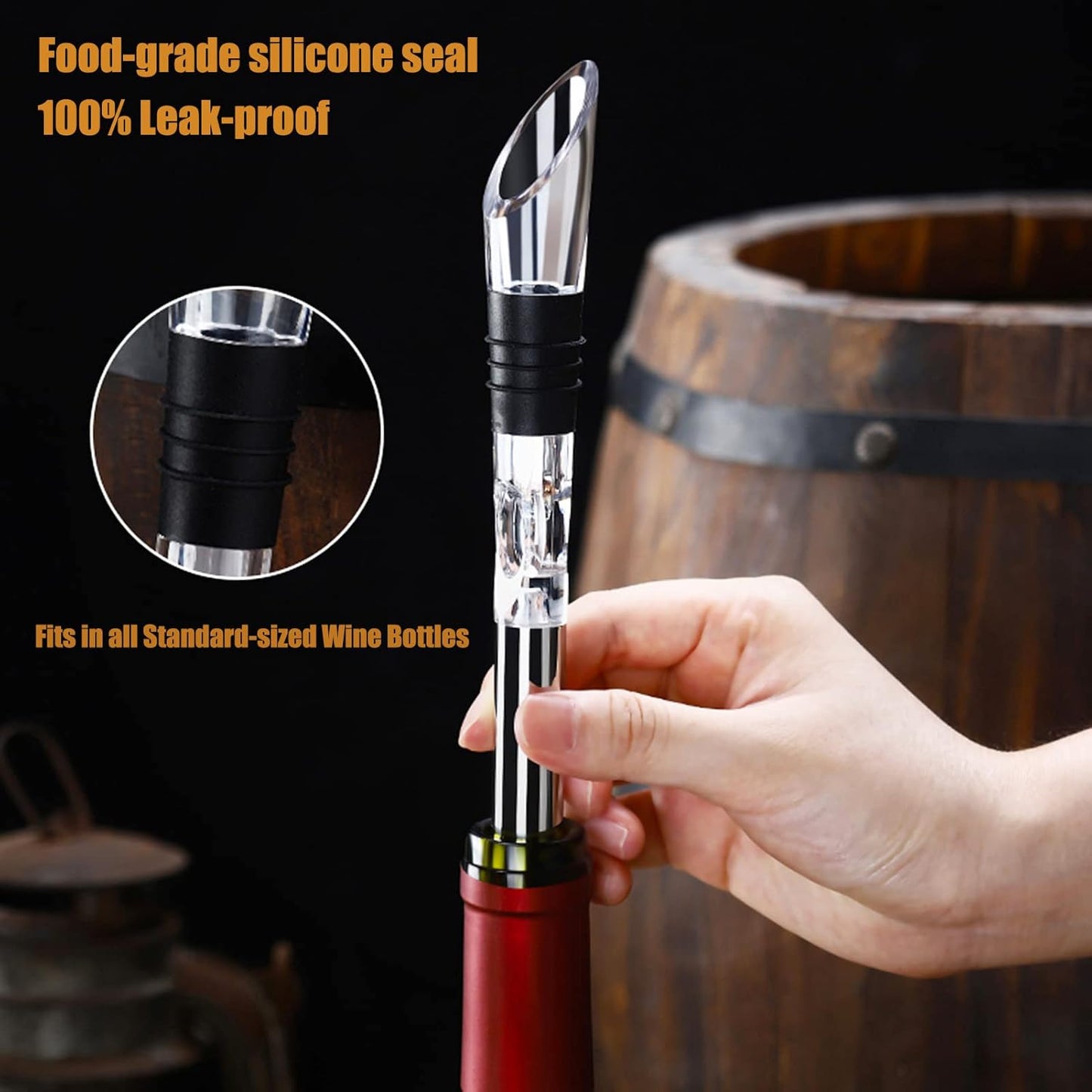 DERGUAM 3-in-1 Stainless Steel Wine Chiller with Wine Aerator and Wine Pourer, Wine Chiller Stick Wine Chiller Rod Fits in all Standard-sized Bottles, for Wine Accessories Wine Lover Christmas Gifts