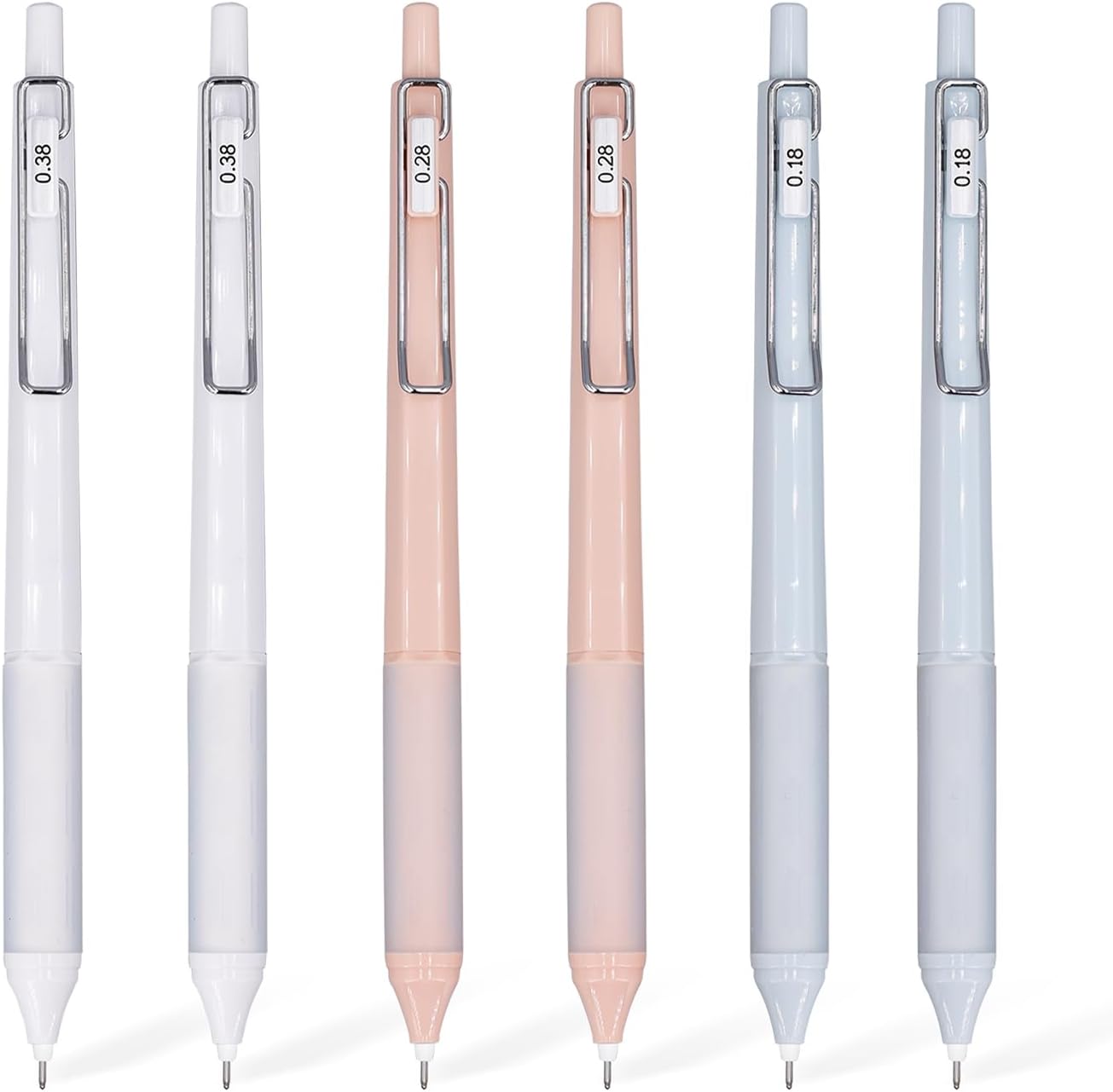 6pcs Gel Pen set, Black Ink Pens 0.18mm /0.28mm / 0.38mm Ultra Fine point Smooth Writing Pens with Silicone Grip, Retractable Cute Pens for Journaling NoteTaking sketching drawing stationery